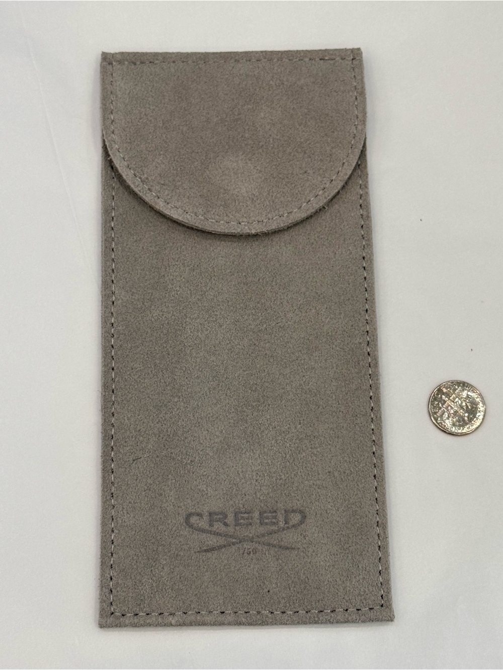 CREED Genuine Suede Leather Sleeve W/Snap Closer For Atomizer, 3.5” X 7.5”  Grey